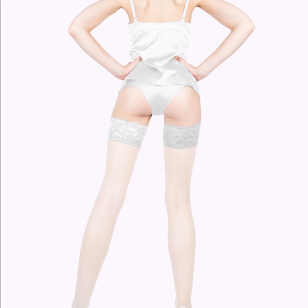 Ivory white thigh highs stockings - Picture 4 of 5